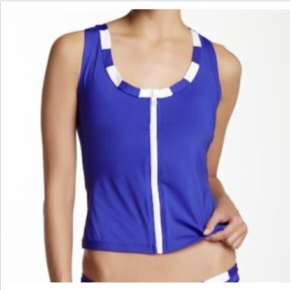 BECCA Zip Front Tankini Top Scoop Neck - Picture 6 of 6